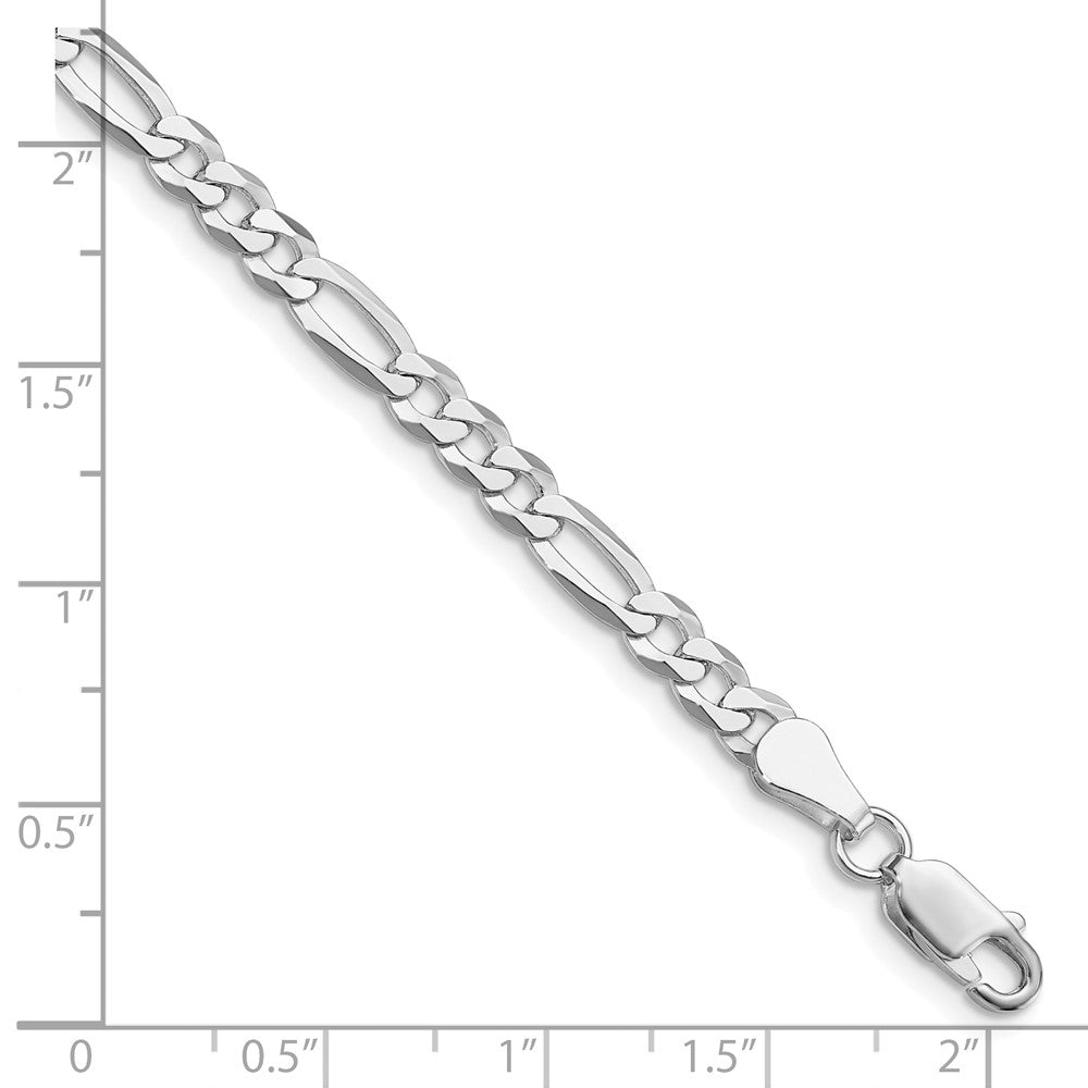 Sterling Silver Rhodium-plated 4.5mm Lightweight Flat Figaro Chain QMB120R-8