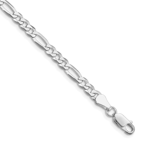 Sterling Silver Rhodium-plated 4.5mm Lightweight Flat Figaro Chain QMB120R-8