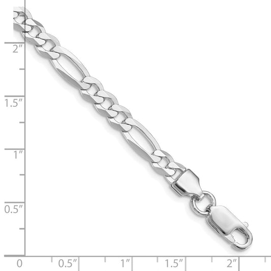 Sterling Silver Rhodium-plated 5.5mm Lightweight Flat Figaro Chain QMB150R-8