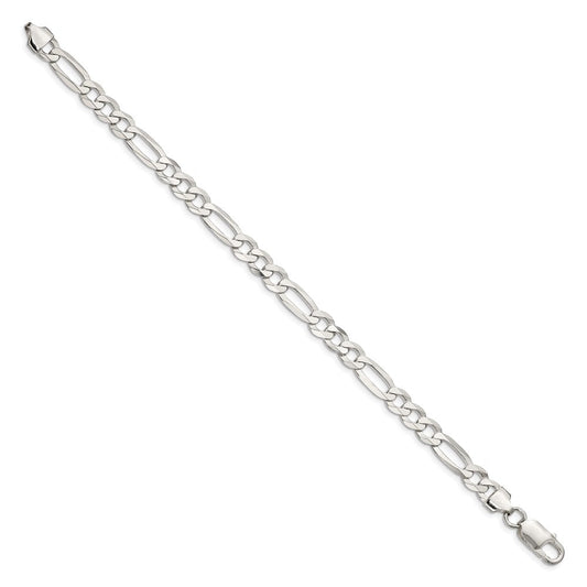 Sterling Silver 7.0mm Lightweight Flat Figaro Chain QMB180-8