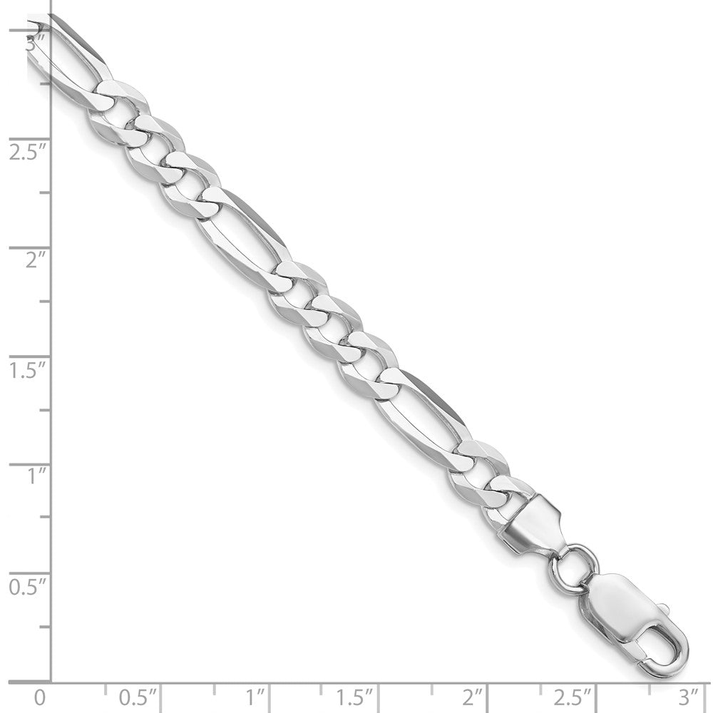 Sterling Silver Rhodium-plated 7.0mm Lightweight Flat Figaro Chain QMB180R-8