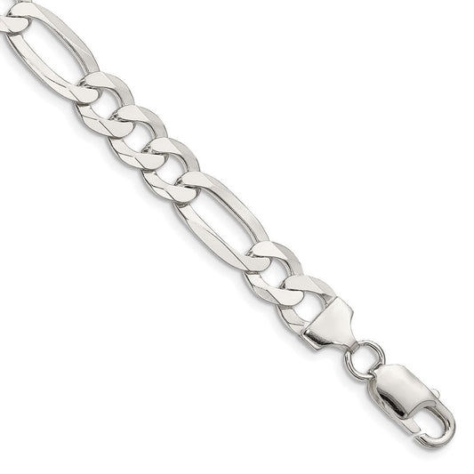 Sterling Silver 8.5mm Lightweight Flat Figaro Chain QMB220-8