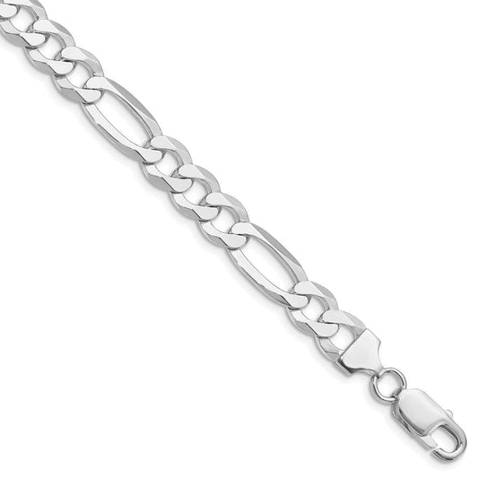 Sterling Silver Rhodium-plated 8.5mm Lightweight Flat Figaro Chain QMB220R-8