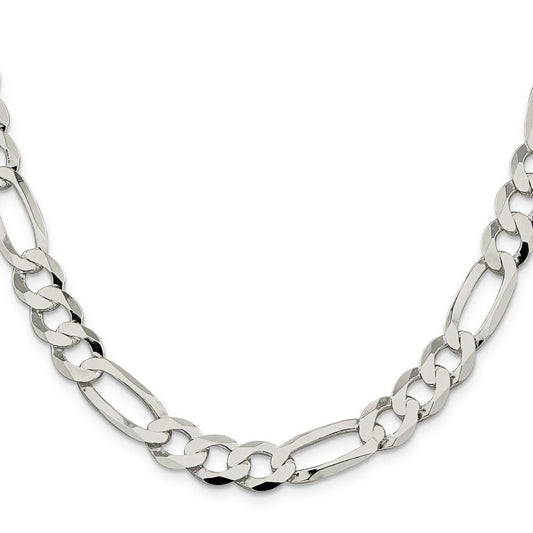 Sterling Silver 9.7mm Lightweight Flat Figaro ChainQMB250