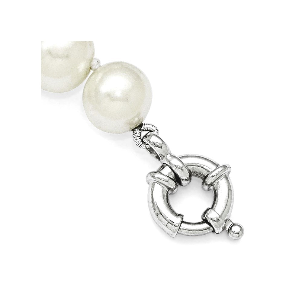 Majestik Sterling Silver Rhodium-plated 10-11mm Imitation Shell Pearl Hand-knotted Bracelet QMJB10W-7.5