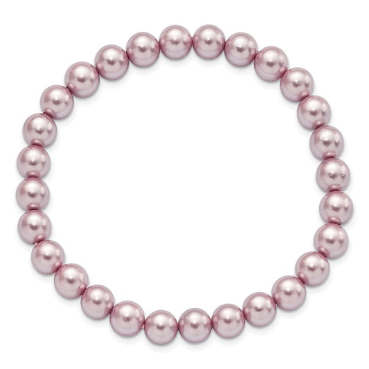 Majestik 7-8mm Purple Imitation Shell Pearl Stretch Bracelet QMJB78PU