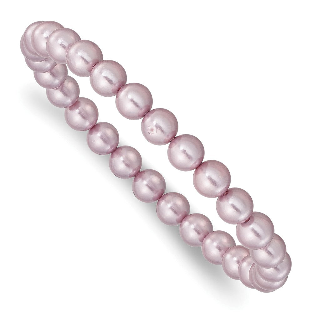 Majestik 7-8mm Purple Imitation Shell Pearl Stretch Bracelet QMJB78PU