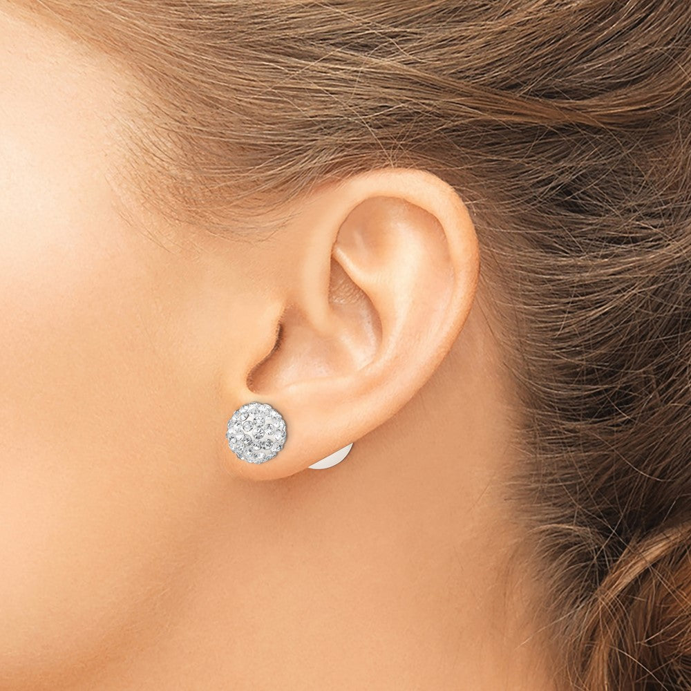 QMJD1013WZ Majestik Sterling Silver Rhodium-plated 10-11mm and 12-13mm CZ and White Imitation Shell Pearl Front Back Post Earrings