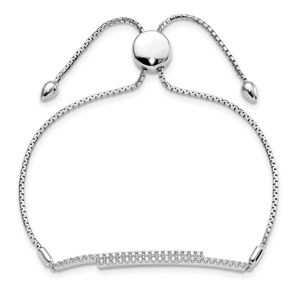Brilliant Embers Sterling Silver Rhodium-plated 46 Stone Micro Pav������������������������������������������������������ CZ Adjustable Bracelet QMP1373