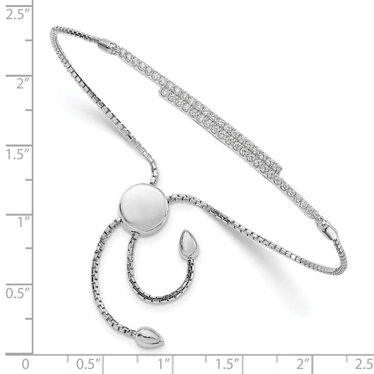 Brilliant Embers Sterling Silver Rhodium-plated 46 Stone Micro Pav������������������������������������������������������ CZ Adjustable Bracelet QMP1373