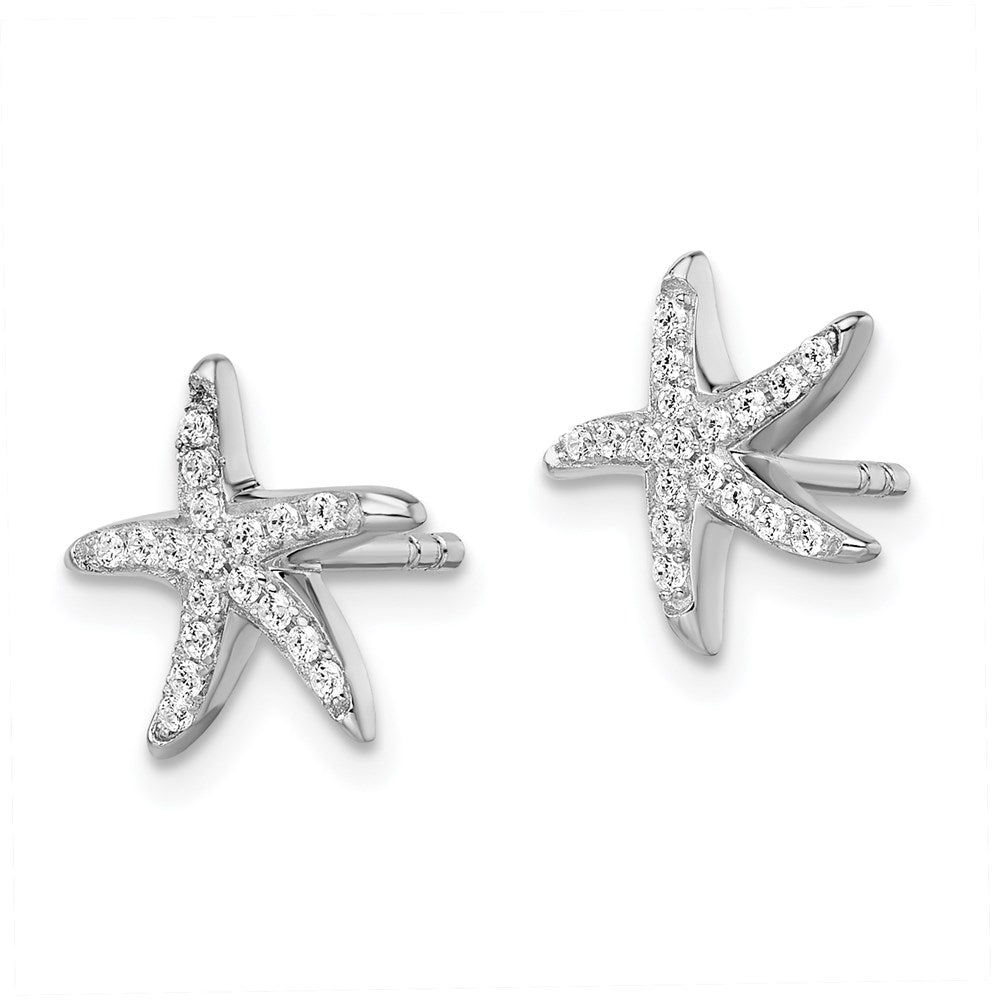 QMP1464 Brilliant Embers Sterling Silver Rhodium-plated 336 Stone Micro Pav������������������������������������������������������ CZ Starfish Post Earrings