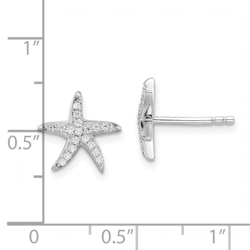QMP1464 Brilliant Embers Sterling Silver Rhodium-plated 336 Stone Micro Pav������������������������������������������������������ CZ Starfish Post Earrings
