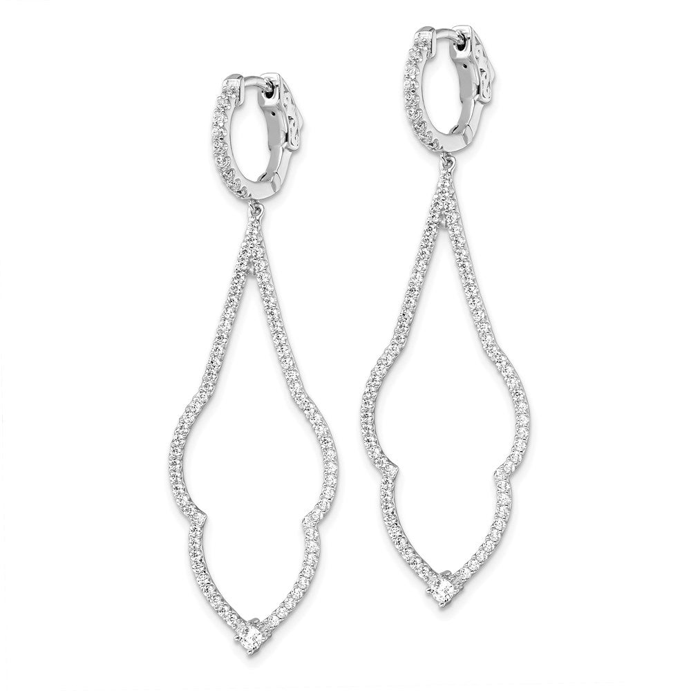 QMP1471 Brilliant Embers Sterling Silver Rhodium-plated 156 Stone Micro Pav������������������������������������������������������ CZ Hinged Hoop Dangle Earrings