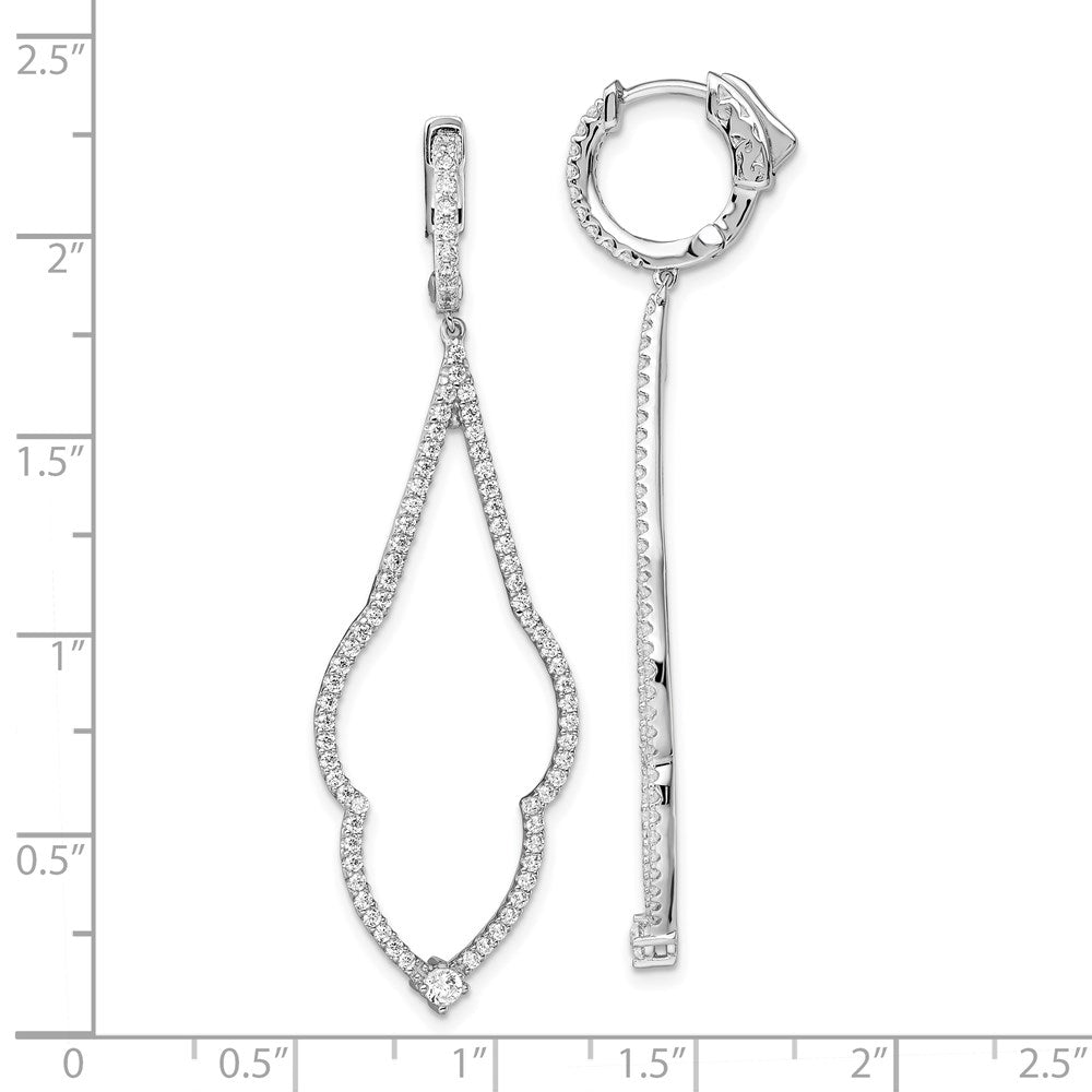 QMP1471 Brilliant Embers Sterling Silver Rhodium-plated 156 Stone Micro Pav������������������������������������������������������ CZ Hinged Hoop Dangle Earrings