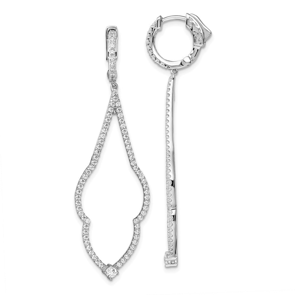 QMP1471 Brilliant Embers Sterling Silver Rhodium-plated 156 Stone Micro Pav������������������������������������������������������ CZ Hinged Hoop Dangle Earrings