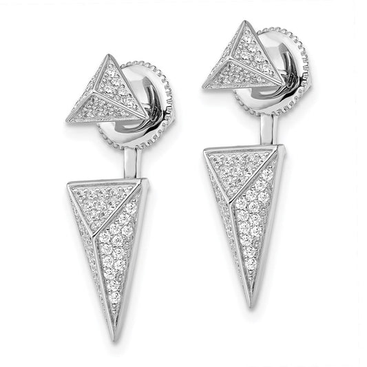 QMP1497 Brilliant Embers Sterling Silver Rhodium-plated 104 Stone Micro Pav������������������������������������������������������ CZ Convertible Back Earrings
