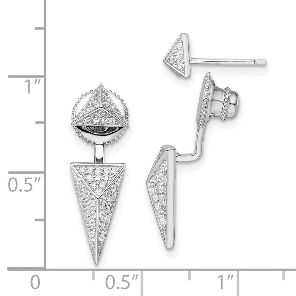 QMP1497 Brilliant Embers Sterling Silver Rhodium-plated 104 Stone Micro Pav������������������������������������������������������ CZ Convertible Back Earrings