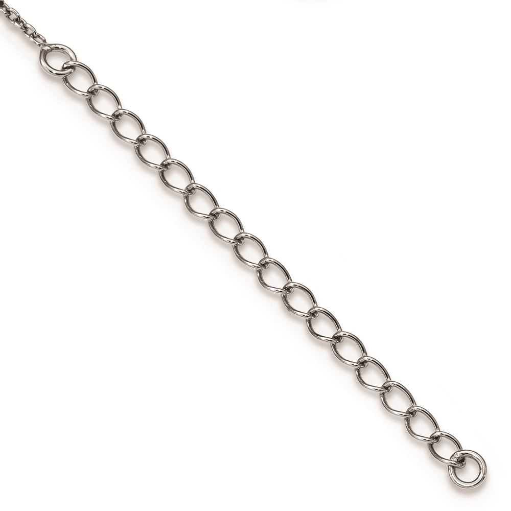 White Night Sterling Silver Rhodium-plated Black and White Diamond Penguin 18 Inch Necklace with 2 Inch Extender QP2286