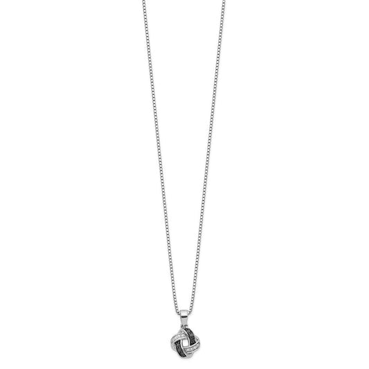 White Night Sterling Silver Rhodium-plated Black and White Diamond 18 Inch Necklace with 2 Inch Extender QP2360
