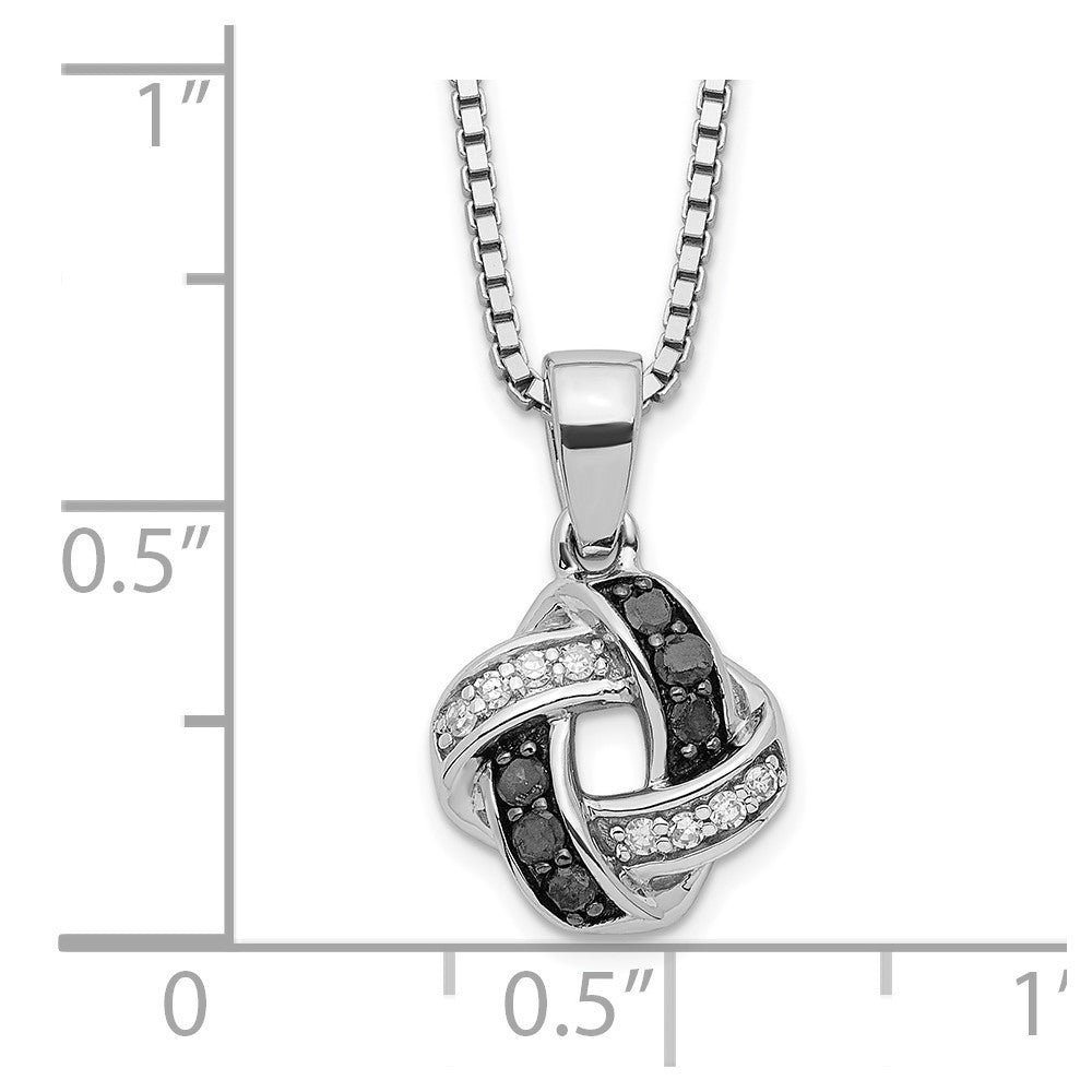 White Night Sterling Silver Rhodium-plated Black and White Diamond 18 Inch Necklace with 2 Inch Extender QP2360