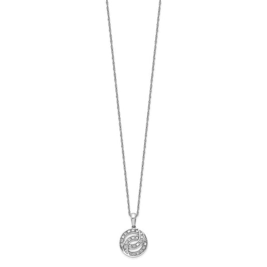 Sterling Silver Rhodium Plated Diamond Circle Necklace QP3349