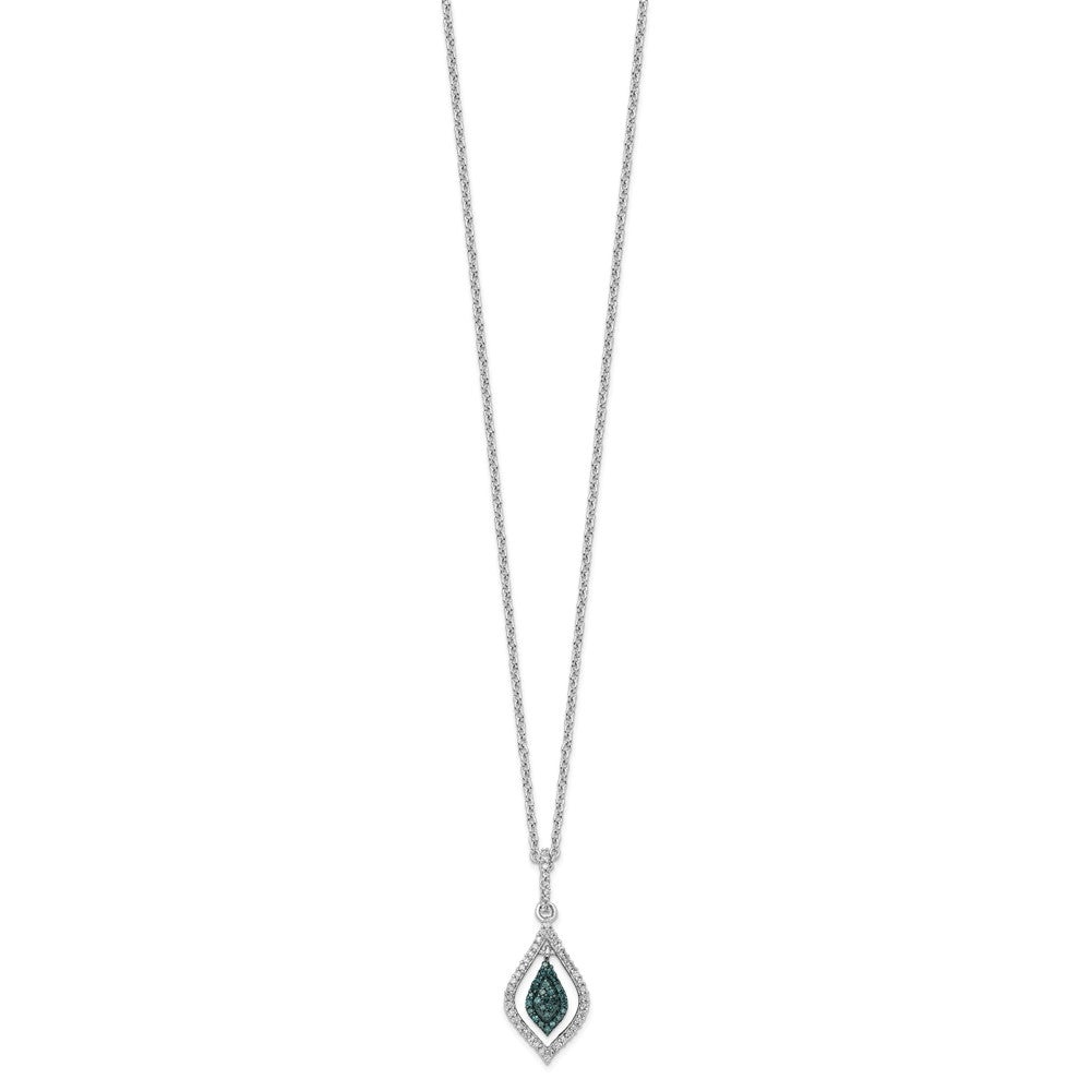White Night Sterling Silver Rhodium-plated Blue and White Diamond 18 inch Necklace with 2 Inch Extender QP3673
