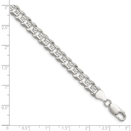Sterling Silver 6.75mm Flat D/C Pave Curb Chain QPCB160-8