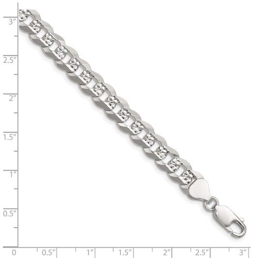 Sterling Silver 7.9mm Flat D/C Pave Curb Chain QPCB180-8