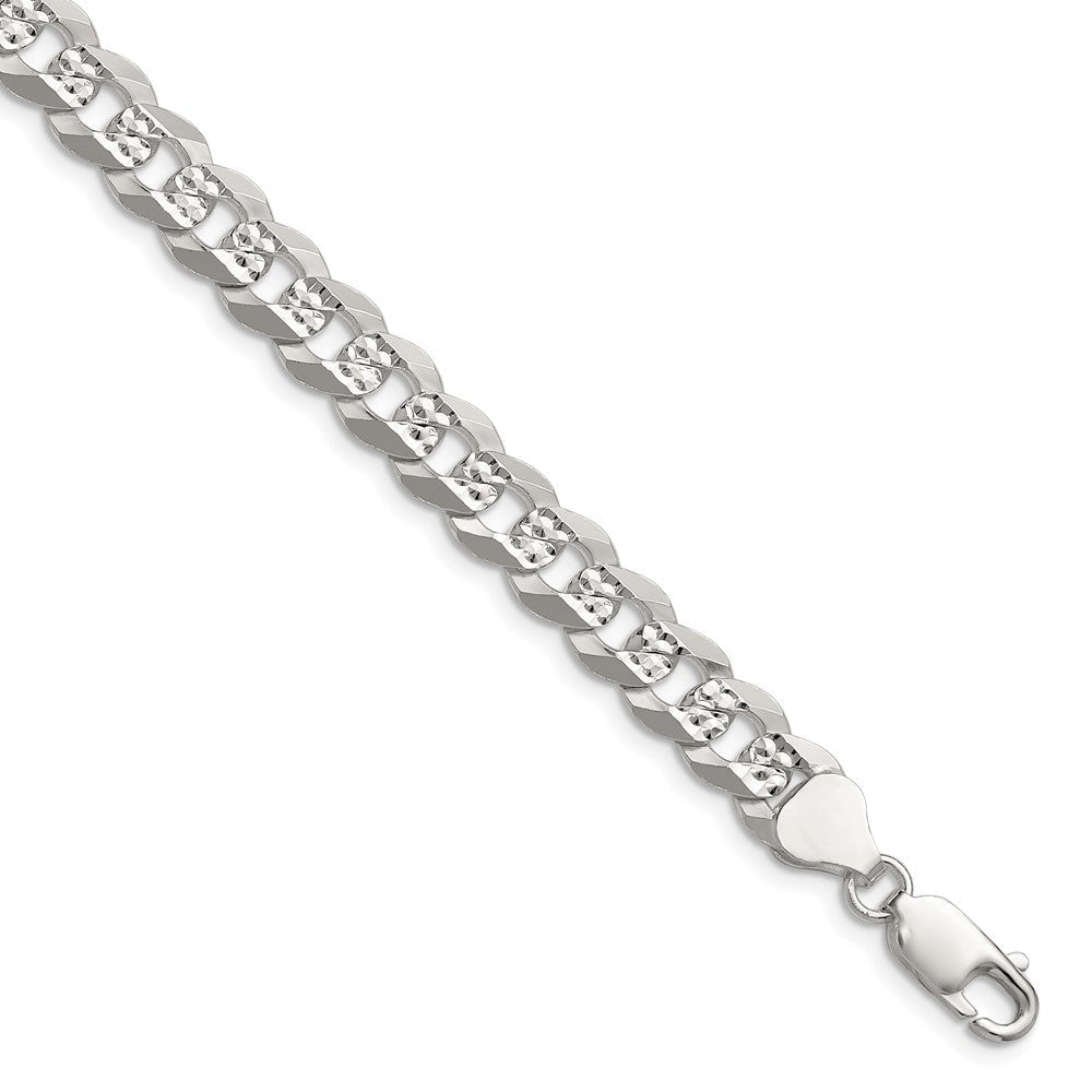 Sterling Silver 7.9mm Flat D/C Pave Curb Chain QPCB180-8
