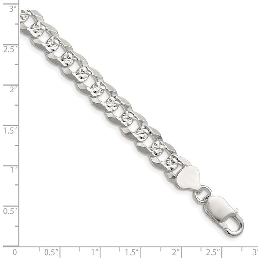 Sterling Silver 8.25mm Flat D/C Pave Curb Chain QPCB200-8