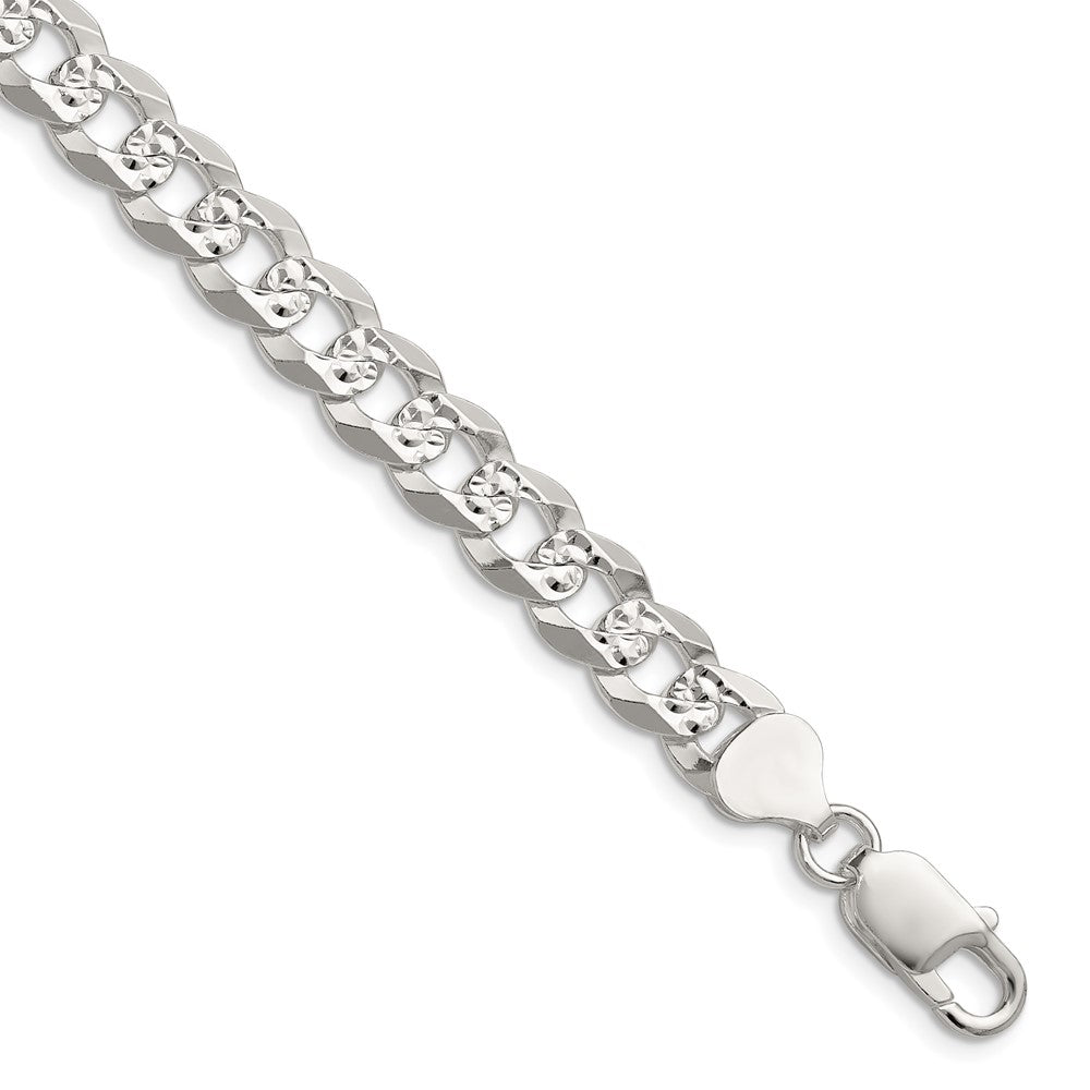 Sterling Silver 8.25mm Flat D/C Pave Curb Chain QPCB200-8