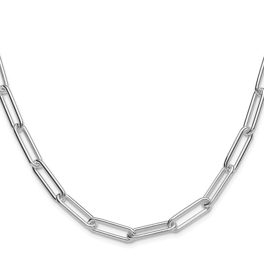 Sterling Silver Rhodium-plated Polished 6.5mm Paperclip ChainQPCL180R