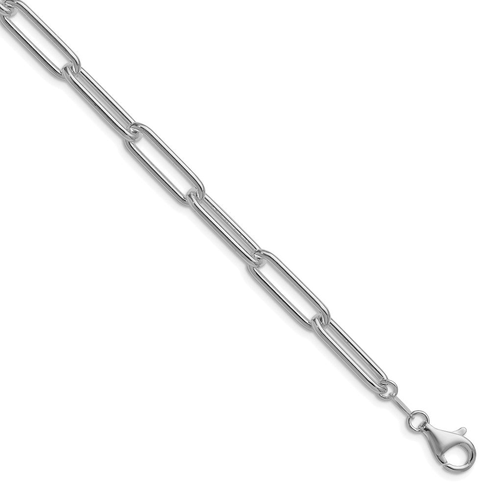 Sterling Silver Rhodium-plated Polished 6.5mm Paperclip Chain QPCL180R-8