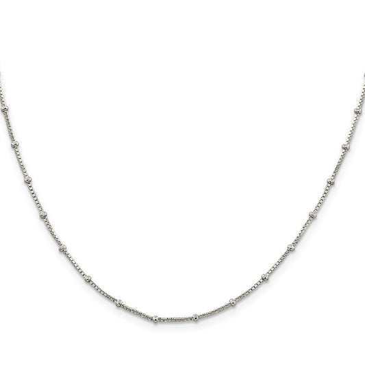 Sterling Silver 1.25mm Fancy Beaded Box ChainQPE22