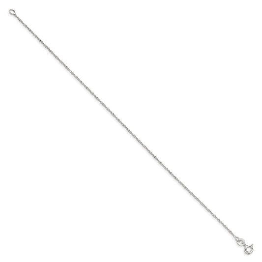 Sterling Silver 1mm Twisted Serpentine Chain Anklet QPE38-8