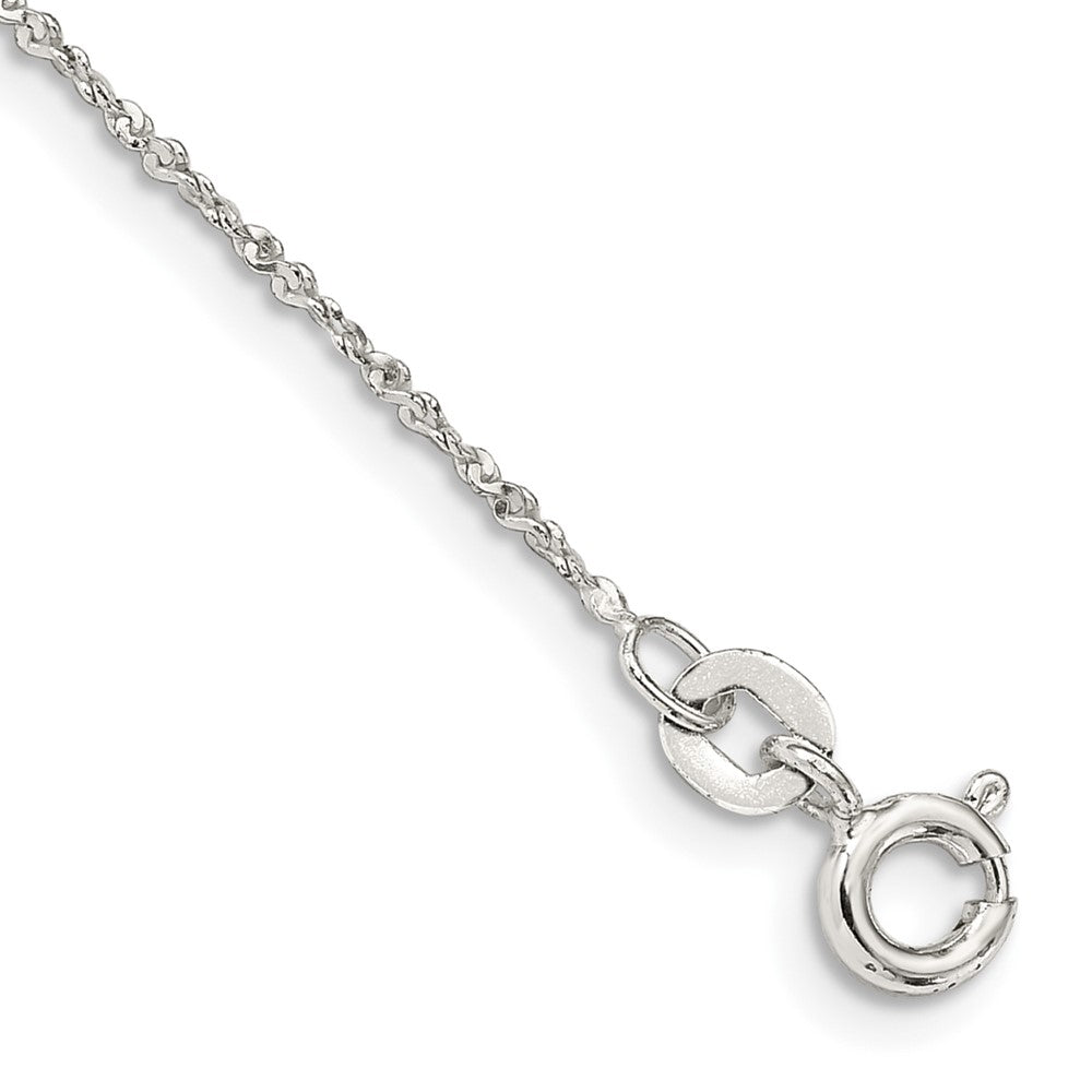 Sterling Silver 1mm Twisted Serpentine Chain Anklet QPE38-8