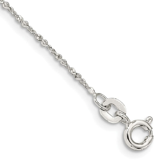 Sterling Silver 1mm Twisted Serpentine Chain Anklet QPE38-8