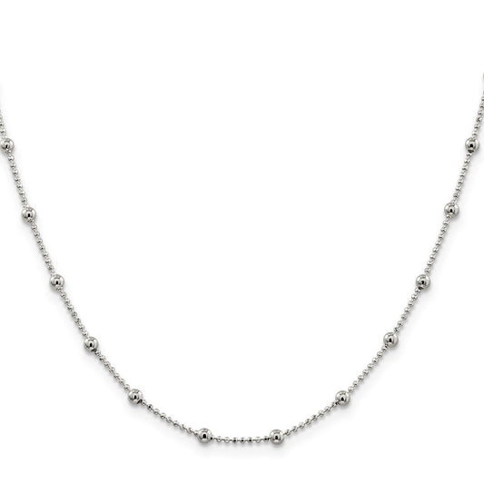 Sterling Silver 1.15mm Diamond-cut Fancy Beaded ChainQPE54