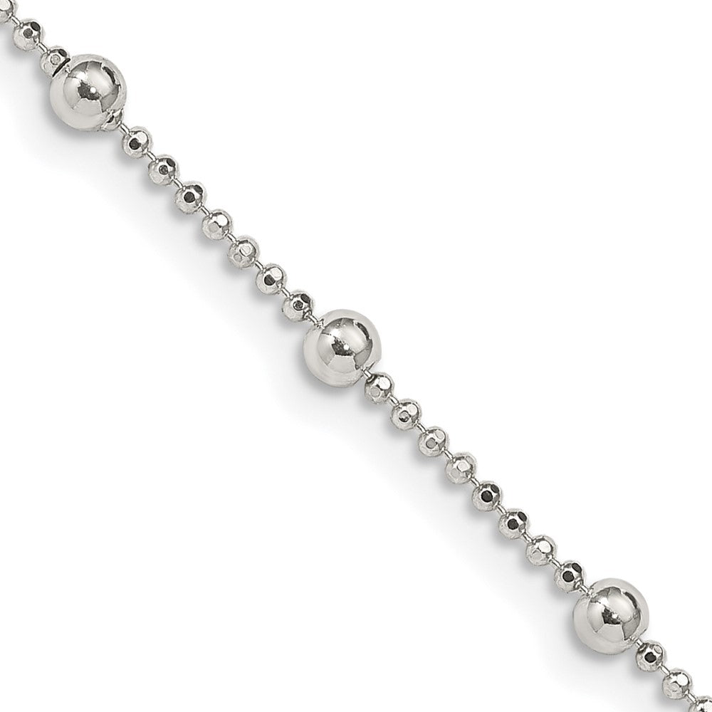Sterling Silver 1.15mm Diamond-cut Fancy Beaded ChainQPE54