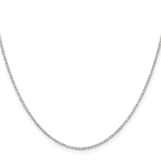 Sterling Silver Rhodium-plated 1mm Diamond-cut Long Link Cable ChainQPE68R