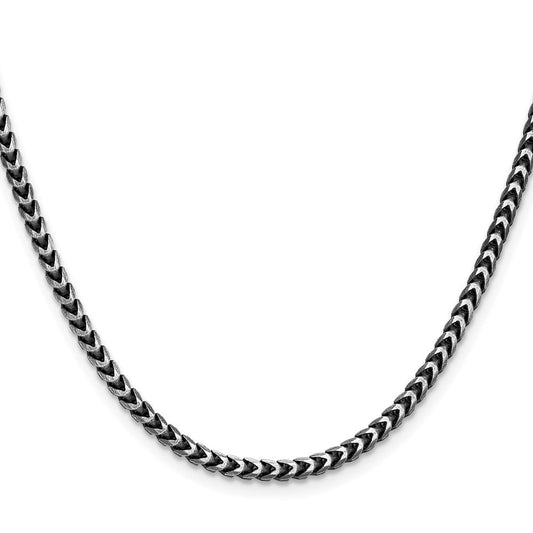 Sterling Silver Antiqued 3.1mm D/C Square Franco ChainQQF100A