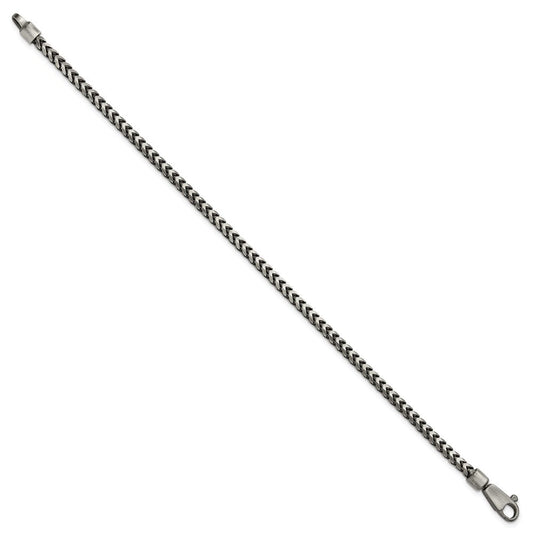 Sterling Silver Antiqued 3.1mm D/C Square Franco Chain QQF100A-8