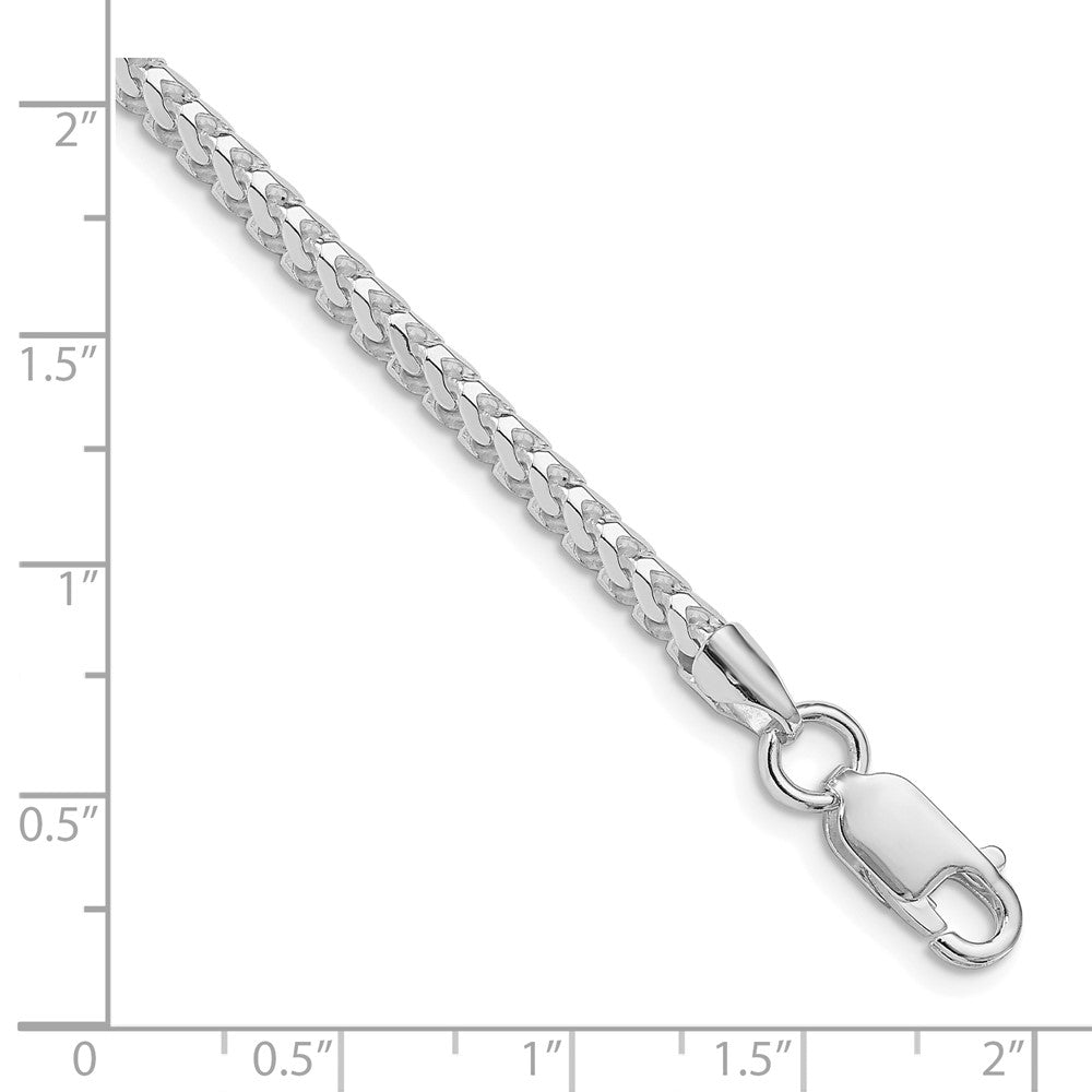 Sterling Silver Rhodium-plated 3.1mm D/C Square Franco Chain QQF100R-8