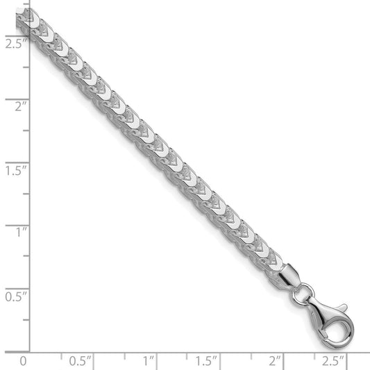 Sterling Silver Rhodium-plated 4.7mm D/C Square Franco Chain QQF140R-8