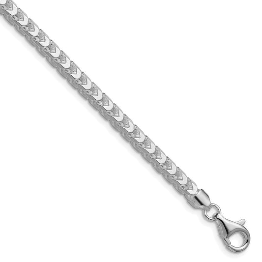 Sterling Silver Rhodium-plated 4.7mm D/C Square Franco Chain QQF140R-8