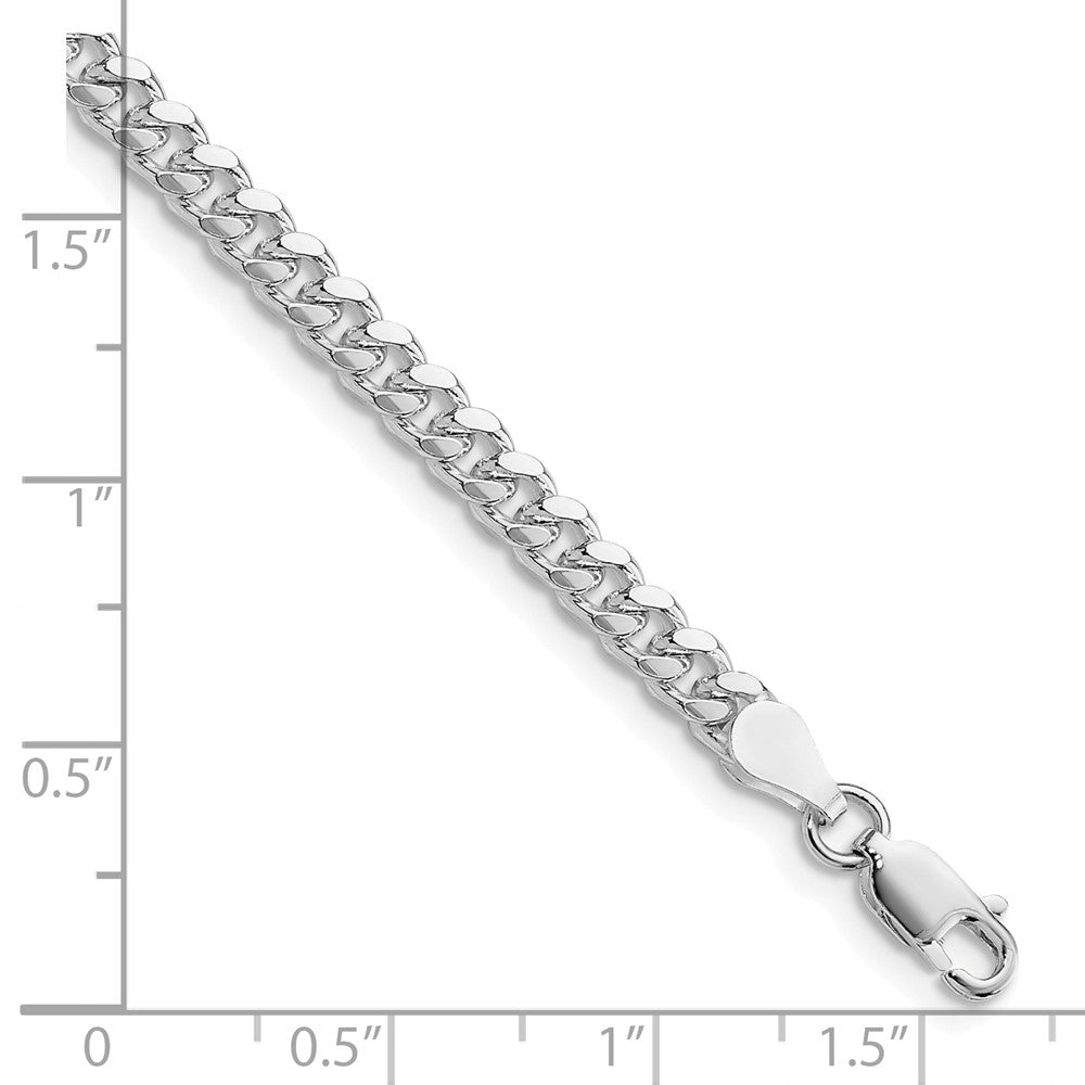 Sterling Silver Rhodium-plated 4mm Domed w/ Side D/C Curb Chain QRC120R-8