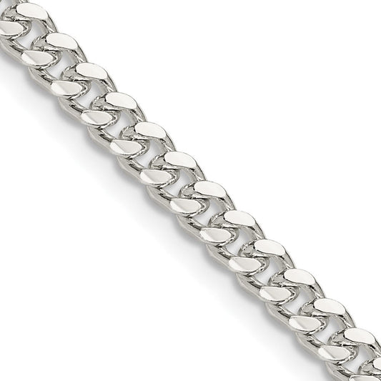 Sterling Silver 4mm Domed w/ Side D/C Curb ChainQRC120