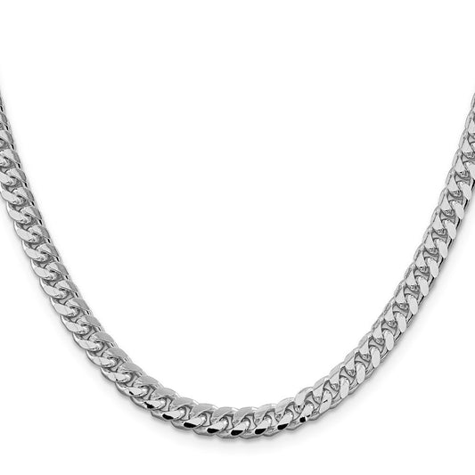 Sterling Silver Rhodium-plated 6mm Domed w/ Side D/C Curb ChainQRC180R