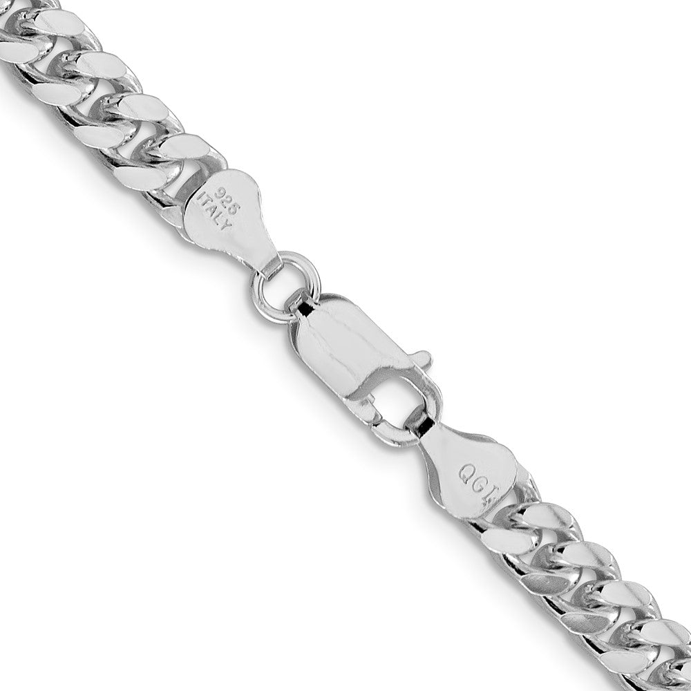 Sterling Silver Rhodium-plated 6mm Domed w/ Side D/C Curb ChainQRC180R