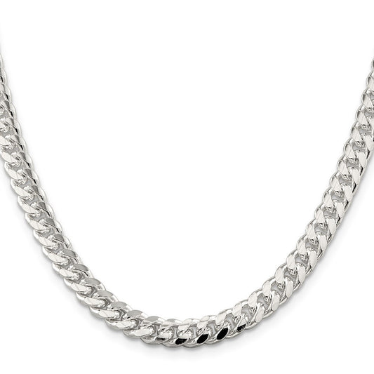 Sterling Silver 7mm Domed w/ Side D/C Curb ChainQRC200
